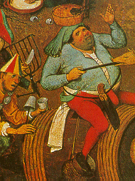 particolare dell'opera 'Combattimento tra Carnevale e Quaresima' (1559) di
  Pieter Bruegel