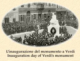 L'inaugurazione del monumento a Verdi